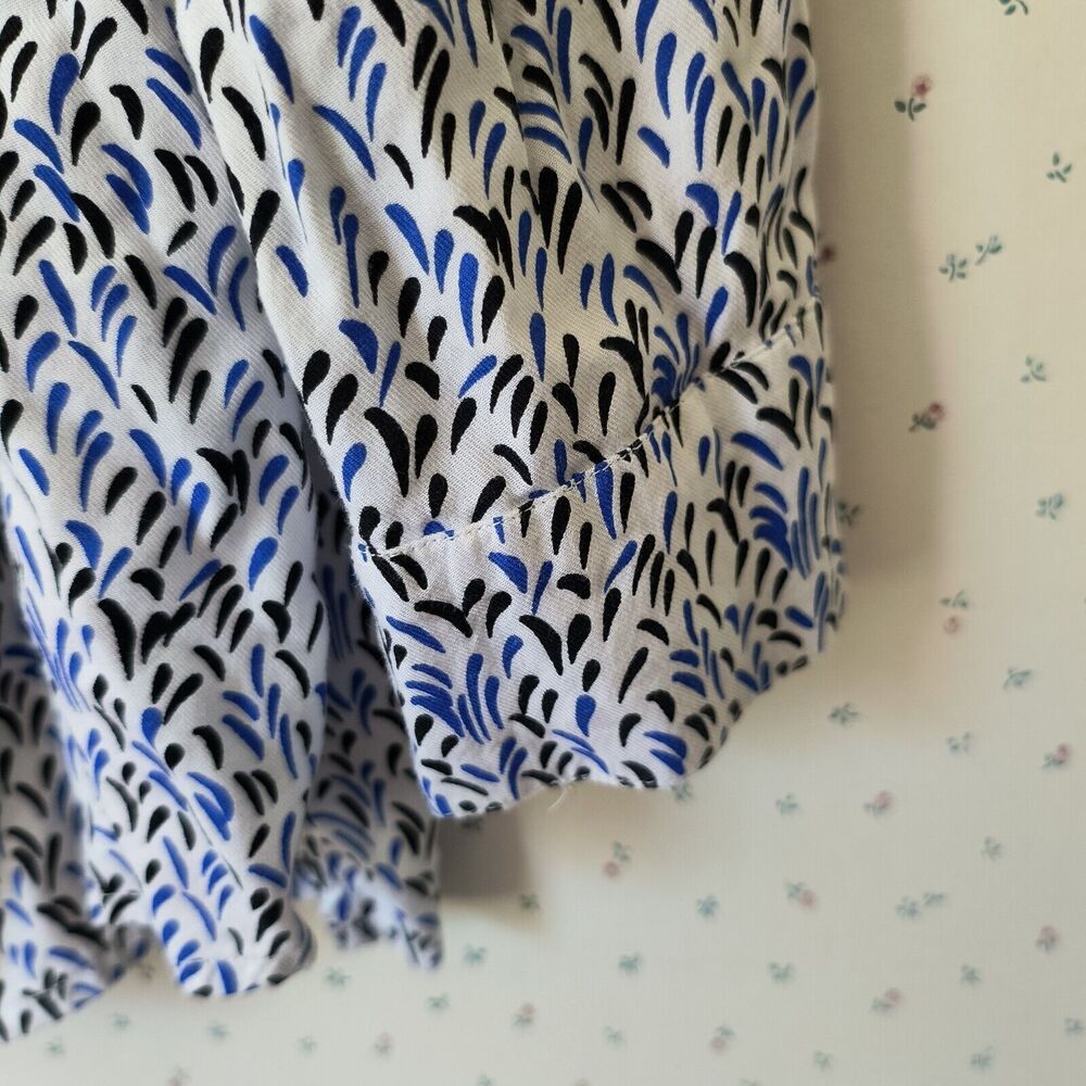 Lane Bryant Peasant Top Women 18/20 Black Blue White Print V Neck High Low Tunic - Picture 6 of 14